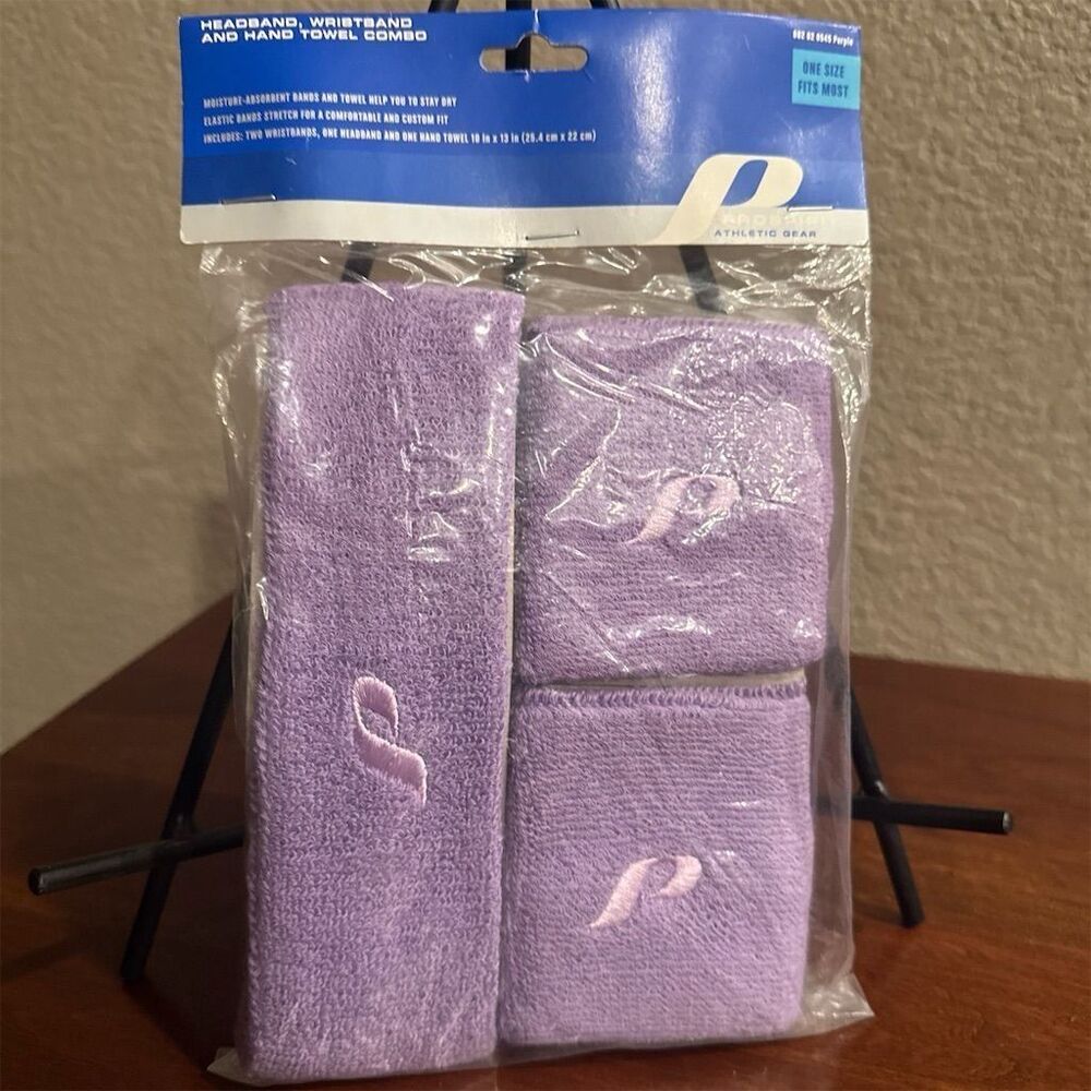 ProSpirit Purple Zebra Gym Set: Headband, Wristbands & Towel Combo